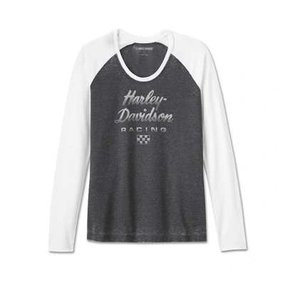 Harley-Davidson Womens Burnout Raglan Top - Colorblocked - Harley Black