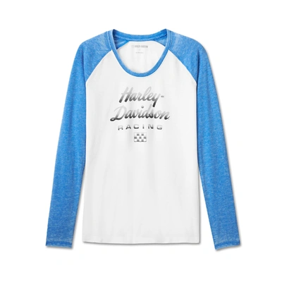 Harley-Davidson Womens Burnout Raglan Top - Colorblocked - Bright White