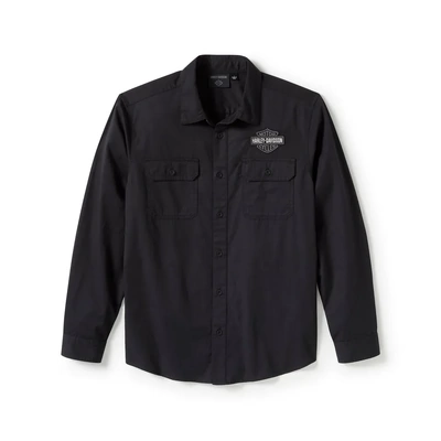 Harley-Davidson Mens Bar &amp; Shield Solid Long Sleeve Shirt - Harley Black