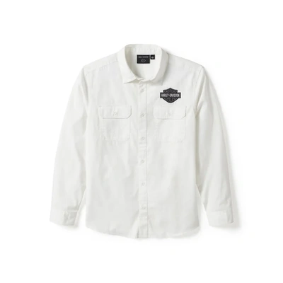 Harley-Davidson Mens Bar &amp; Shield Solid Long Sleeve Shirt - Bright White