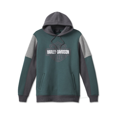 Harley-Davidson Racing Bar &amp; Shield Mens Hoodie - Colorblocked- Bistro Green