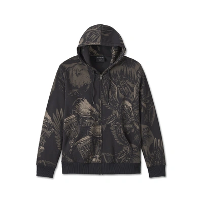 Harley-Davidson Mens Shadow Bird Zip-Up Hoodie - Allover Custom Print