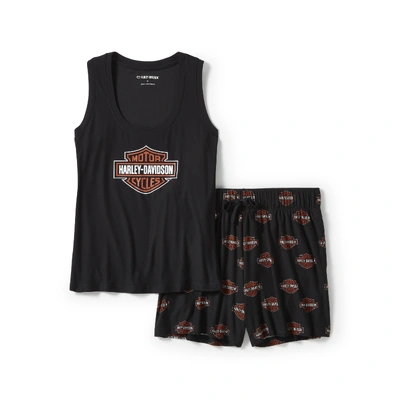 Harley-Davidson Womens Bar &amp; Shield Print Pajama Short Set - Harley Black