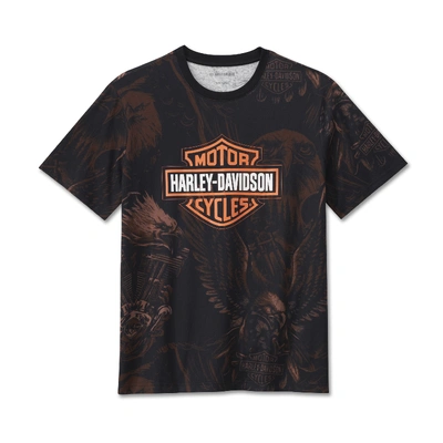 Harley-Davidson Mens Tatted Up Bar &amp; Shield Tee - Allover Custom Print