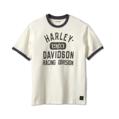 Harley-Davidson Mens Racing Ringer Tee - Cloud Dancer - Cloud Dancer