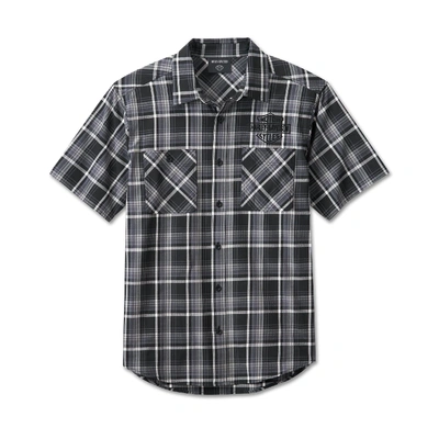 Harley-Davidson Men's Spirit of Freedom Performance Short Sleeve Shirt - Black Plaid