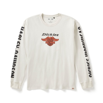 Mens Dickies x H-D Heavyweight Long Sleeve Eagle Tee - Silver Birch