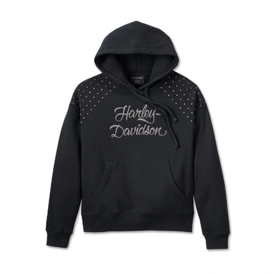 Harley-Davidson Womens Studded Out Pull Over Hoodie - Harley Black