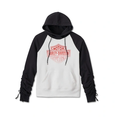 Harley-Davidson Womens Simmering Bar &amp; Shield Hoodie - Colorblocked Bright White