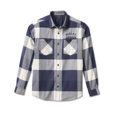 Harley-Davidson Mens Staple Box Plaid Shirt - YD Plaid - Peacoat