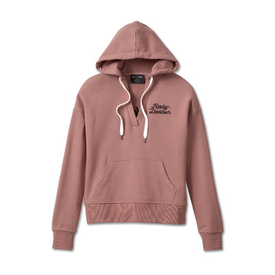Harley-Davidson Womens Valley Rumblers V-Neck Pullover Hoodie - Light Mahogany Heather