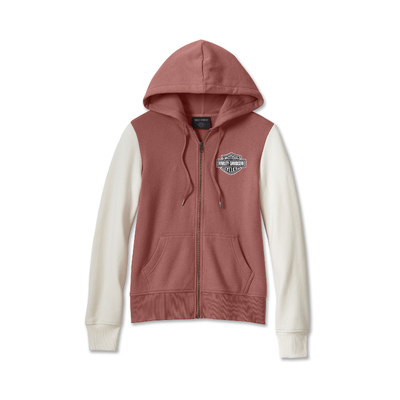 Womens Special Colorblock Racer Font Hoodie - Colorblocked/Light Mahogany