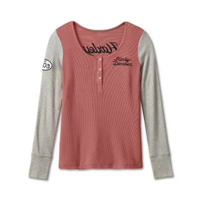 Harley-Davidson Women's Timeless Perfect Pick Colorblock Henley - Colorblocked - Light Mahogany