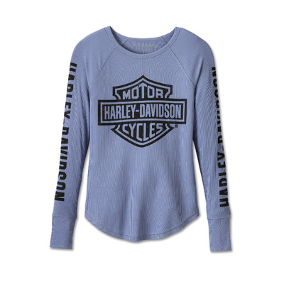 Womens Authentic Bar &amp; Shield Rib-Knit Top - Colony Blue