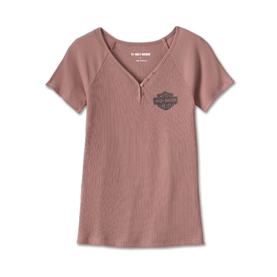 Harley-Davidson Womens Creed Club Rib-Knit Top - Light Mahogany