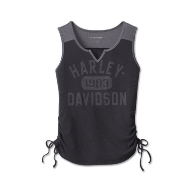 Harley-Davidson Womens Race Her Sleeveless Knit Top - Colorblocked - Black Beauty