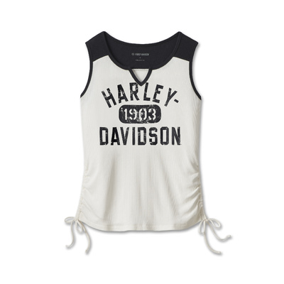 Harley-Davidson Womens Race Her Sleeveless Knit Top - Colorblocked - Cloud Dancer