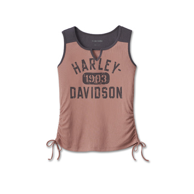 Harley-Davidson Womens Race Her Sleeveless Knit Top - Colorblocked - Light Mahogany