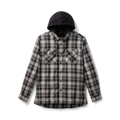 Harley-Davidson Men's Hooded Plaid Long Sleeve Shirt - Plaid - Harley Black/Asphalt