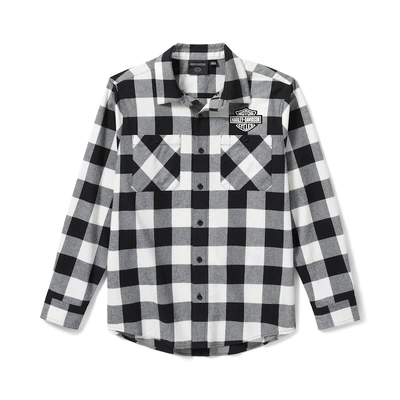 Harley-Davidson Men's Bar &amp; Shield Buffalo Check Flannel - Plaid - Harley Black/Cloud Dancer