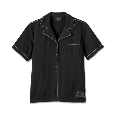 Womens Club Crew Contrast Piping Shirt - Black Beauty