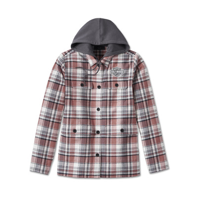 Womens Heritage Classic Shirt Jacket With Hood - YD Plaid/Light Mahogany