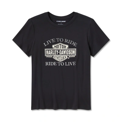 Harley-Davidson Womens Bling Bar &amp; Shield Short Sleeve Crew Tee - Harley Black