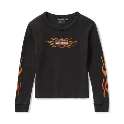 Harley-Davidson Womens Vintage Flames Knit Top - Harley Black