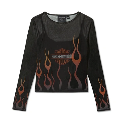 Harley-Davidson Womens Flames For Days Mesh Top - Harley Black