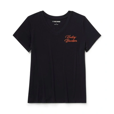 Harley-Davidson Womens Essential Bling V Neck Tee - Harley Black