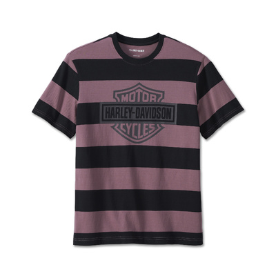 Harley-Davidson Mens Bar &amp; Shield Striped Tee - Grape Shake Stripe