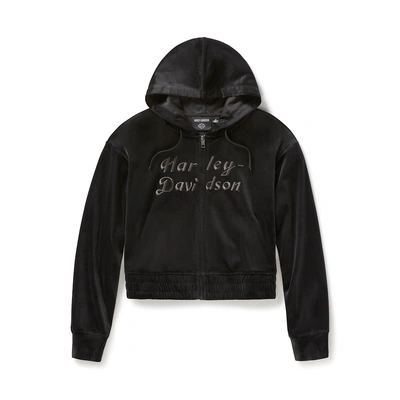 Harley-Davidson Velour Womens Zip Hoodie - Harley Black