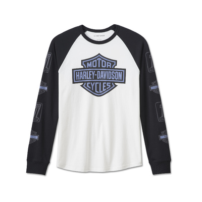 Harley-Davidson Mens Bar &amp; Shield LS Raglan - Colorblocked - Cloud Dancer