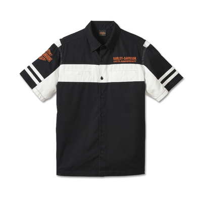 Harley-Davidson 120th Anniversary Mens Shirt - Colorblocked - Cloud Dancer