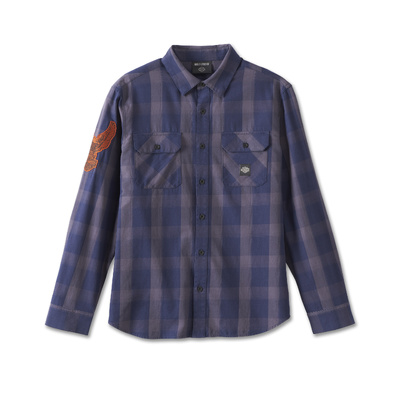 Harley-Davidson Mens Motorbreath Long Sleeve Shirt - Blue Plaid