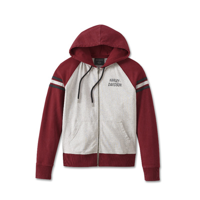 Harley-Davidson Womens Special Liberty Zip Front Hoodie - Colorblocked - Winery