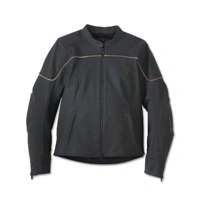 Harley-Davidson Women's Merit Perforated Leather Riding Jacket - Harley Black/Black Olive