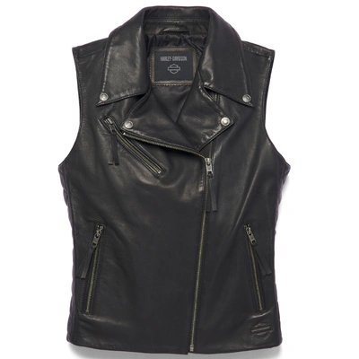 Harley-Davidson Womens Electric Leather Vest - Black