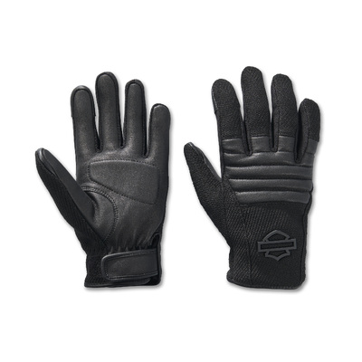 Womens H-D Dyna Knit Leather Riding Gloves - Harley Black