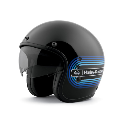 Harley-Davidson Retro Tank Stripe II Sun Shield X14 3/4 Helmet - Gloss Black
