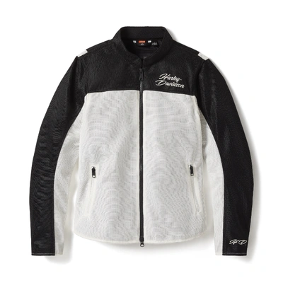 Harley-Davidson Womens H-D Taylor Mesh Riding Jacket - Colorblock Cloud Dancer/Harley Black