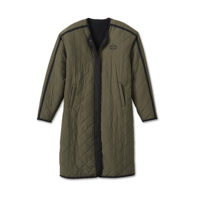 Harley-Davidson Reversible Quilted Sherpa Womens Coat - Grape Leaf