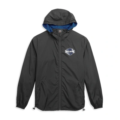 Harley-Davidson Contrast Hood Mens Windbreaker - Black Beauty