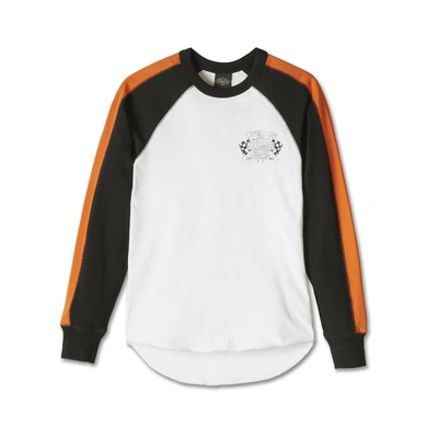 Harley-Davidson Womens 120th Anniversary Long Sleeve Knit Top - White/Black/Orange