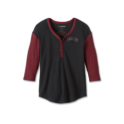 Harley-Davidson Womens Pride Contrast Henley - Colorblocked - Black Beauty