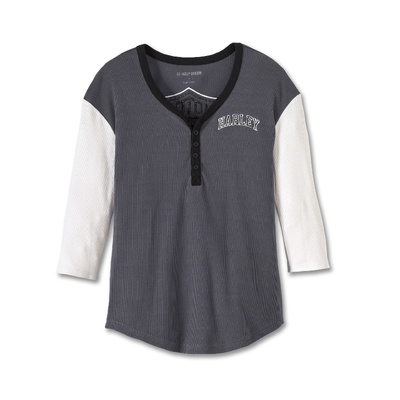 Harley-Davidson Womens Pride Contrast Henley - Colorblocked - Blackened Pearl