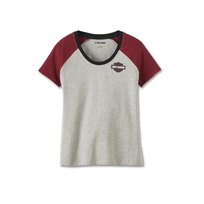 Harley-Davidson Womens United Raglan Tee - Colorblocked/Light Grey Heather