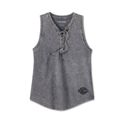 Womens Throttle Lace-Up Tank - Black Beauty