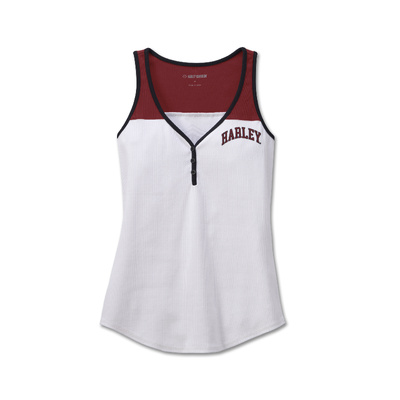 Harley-Davidson Womens Star Spangled Banner Henley Tank - Colorblocked - Bright White