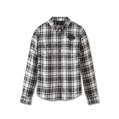 Harley-Davidson Womens Classic Eagle Plaid Shirt - YD Plaid - Black Beauty